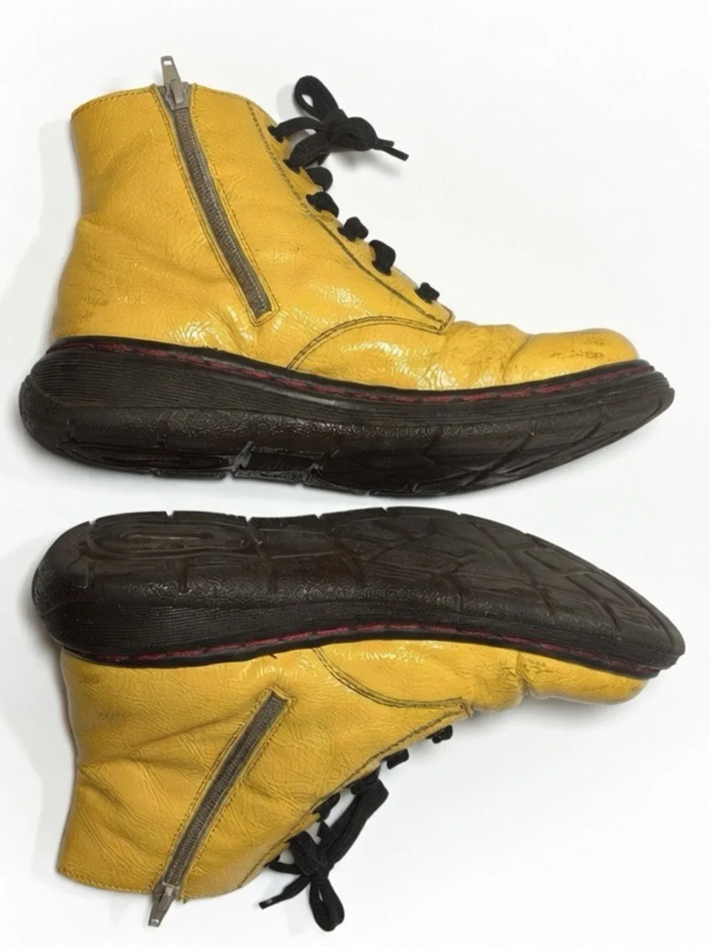 Rieker Antistress Yellow Patent Lace-Up Boots - Picture 3 of 7